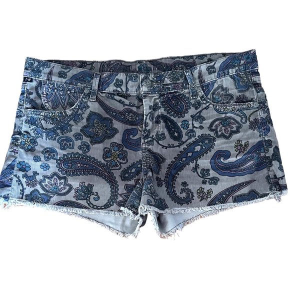 Citizens of Humanity Shorts Womens 32 Blue Floral Print High Rise Cut‎ Off Short - Picture 1 of 2
